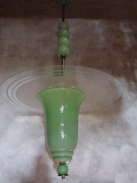 Art Deco Celadon Jade Colored Italian Glass Chandelier-08